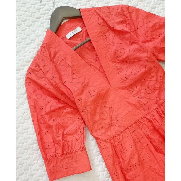 NWOT TWINSET Women's Red Eyelet Embroidered Mini Dress Size 44 - Picture 7 of 9